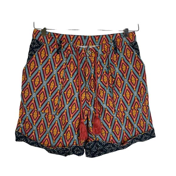 Sundance Kalini Shorts Womens S/M Mixed Print Multi Cuffed Boho Pockets Tassel - Picture 1 of 9